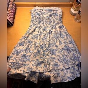 SHEIN Blue and White Smocked Dress